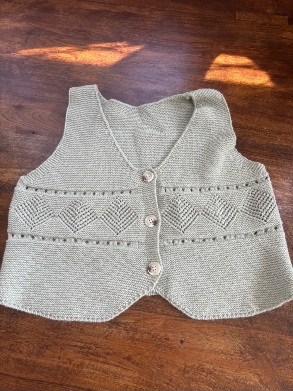 Knit Eyelet Button Vest